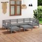 Preview: ARDEBO.de - 7-tlg. Garten-Lounge-Set Kiefer Massivholz Grau