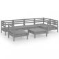 Preview: 7-tlg. Garten-Lounge-Set Kiefer Massivholz Grau