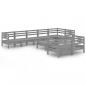 Preview: 9-tlg. Garten-Lounge-Set Massivholz Kiefer Grau