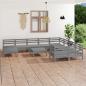 Preview: ARDEBO.de - 11-tlg. Garten-Lounge-Set Grau Massivholz Kiefer