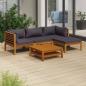 Preview: ARDEBO.de - 5-tlg. Garten-Lounge-Set mit Auflage Massivholz Akazie