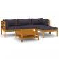 Preview: 5-tlg. Garten-Lounge-Set mit Auflage Massivholz Akazie