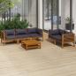 Preview: ARDEBO.de - 6-tlg. Garten-Lounge-Set mit Auflage Massivholz Akazie