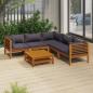 Preview: ARDEBO.de - 6-tlg. Garten-Lounge-Set mit Auflage Massivholz Akazie