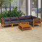 Preview: ARDEBO.de - 6-tlg. Garten-Lounge-Set mit Auflage Massivholz Akazie