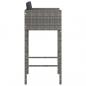 Preview: Barhocker 4 Stk. mit Kissen Grau Poly Rattan 