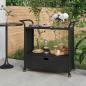 Preview: ARDEBO.de - Barwagen mit Schublade Schwarz 100x45x97 cm Poly Rattan  