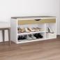 Preview: ARDEBO.de - Schuhbank mit Kissen Weiß Sonoma-Eiche 104x30x49cm