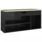 Preview: Schuhbank mit Kissen Hochglanz-Schwarz 104x30x49cm