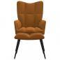 Preview: Relaxsessel mit Hocker Braun Samt