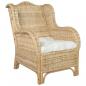 Preview: ARDEBO.de - Sessel mit Kissen Natur-Rattan und Leinen