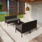 Preview: ARDEBO.de - 5-tlg. Garten-Lounge-Set mit Auflagen Poly Rattan Schwarz