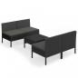 Preview: 5-tlg. Garten-Lounge-Set mit Auflagen Poly Rattan Schwarz