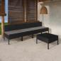 Preview: ARDEBO.de - 5-tlg. Garten-Lounge-Set mit Auflagen Poly Rattan Schwarz