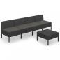 Preview: 5-tlg. Garten-Lounge-Set mit Auflagen Poly Rattan Schwarz