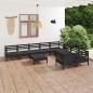 Preview: ARDEBO.de - 10-tlg. Garten-Lounge-Set Schwarz Massivholz Kiefer
