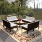 Preview: ARDEBO.de - 9-tlg. Garten-Lounge-Set mit Auflagen Poly Rattan Schwarz