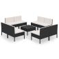 Preview: 9-tlg. Garten-Lounge-Set mit Auflagen Poly Rattan Schwarz