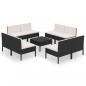 Preview: 9-tlg. Garten-Lounge-Set mit Auflagen Poly Rattan Schwarz
