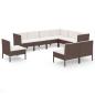 Preview: 9-tlg. Garten-Lounge-Set mit Auflagen Poly Rattan Braun