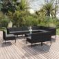 Preview: ARDEBO.de - 11-tlg. Garten-Lounge-Set mit Auflagen Poly Rattan Schwarz