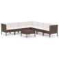 Preview: 8-tlg. Garten-Lounge-Set mit Auflagen Poly Rattan Braun