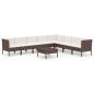 Preview: 9-tlg. Garten-Lounge-Set mit Auflagen Poly Rattan Braun