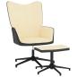 Preview: Relaxsessel mit Hocker Cremeweiß Samt und PVC