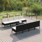 Preview: ARDEBO.de - 9-tlg. Garten-Lounge-Set mit Auflagen Poly Rattan Schwarz