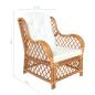 Preview: Sessel mit Kissen Hellbraun Rattan und Leinen