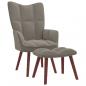 Preview: ARDEBO.de - Relaxsessel mit Hocker Hellgrau Samt