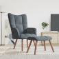 Preview: ARDEBO.de - Relaxsessel mit Hocker Dunkelgrau Samt