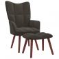 Preview: Relaxsessel mit Hocker Dunkelgrau Samt