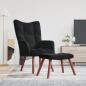 Preview: ARDEBO.de - Relaxsessel mit Hocker Schwarz Samt