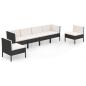Preview: 6-tlg. Garten-Lounge-Set mit Auflagen Poly Rattan Schwarz