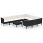 Preview: 11-tlg. Garten-Lounge-Set mit Auflagen Poly Rattan Schwarz