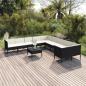 Preview: ARDEBO.de - 11-tlg. Garten-Lounge-Set mit Auflagen Poly Rattan Schwarz