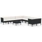 Preview: 11-tlg. Garten-Lounge-Set mit Auflagen Poly Rattan Schwarz
