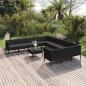 Preview: ARDEBO.de - 12-tlg. Garten-Lounge-Set mit Auflagen Poly Rattan Schwarz