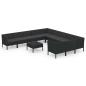 Preview: 12-tlg. Garten-Lounge-Set mit Auflagen Poly Rattan Schwarz