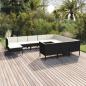 Preview: ARDEBO.de - 11-tlg. Garten-Lounge-Set mit Auflagen Poly Rattan Schwarz