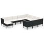 Preview: 11-tlg. Garten-Lounge-Set mit Auflagen Poly Rattan Schwarz