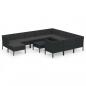 Preview: 12-tlg. Garten-Lounge-Set mit Auflagen Poly Rattan Schwarz