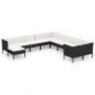 Preview: 11-tlg. Garten-Lounge-Set mit Auflagen Poly Rattan Schwarz