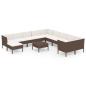 Preview: 12-tlg. Garten-Lounge-Set mit Auflagen Poly Rattan Braun