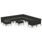 Preview: 12-tlg. Garten-Lounge-Set mit Auflagen Poly Rattan Schwarz