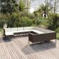 Preview: ARDEBO.de - 12-tlg. Garten-Lounge-Set mit Auflagen Poly Rattan Braun
