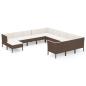Preview: 12-tlg. Garten-Lounge-Set mit Auflagen Poly Rattan Braun