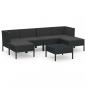 Preview: 7-tlg. Garten-Lounge-Set mit Auflagen Poly Rattan Schwarz