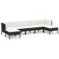Preview: 7-tlg. Garten-Lounge-Set mit Auflagen Poly Rattan Schwarz